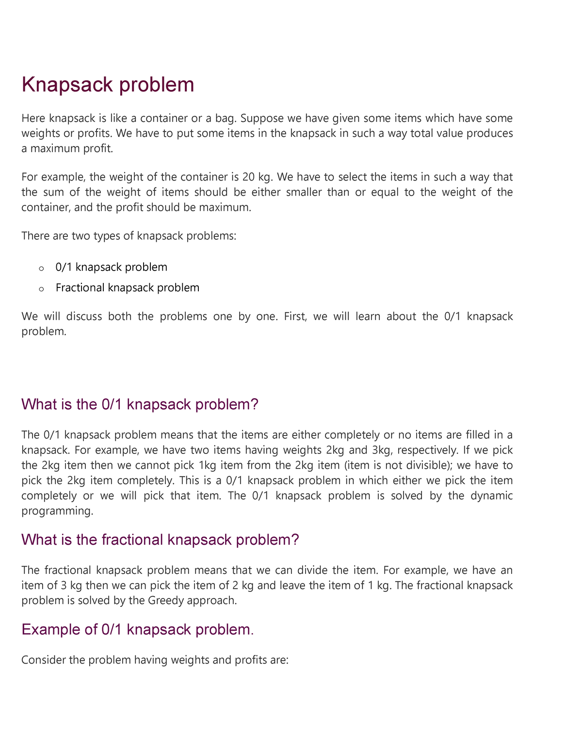 assignment problem knapsack