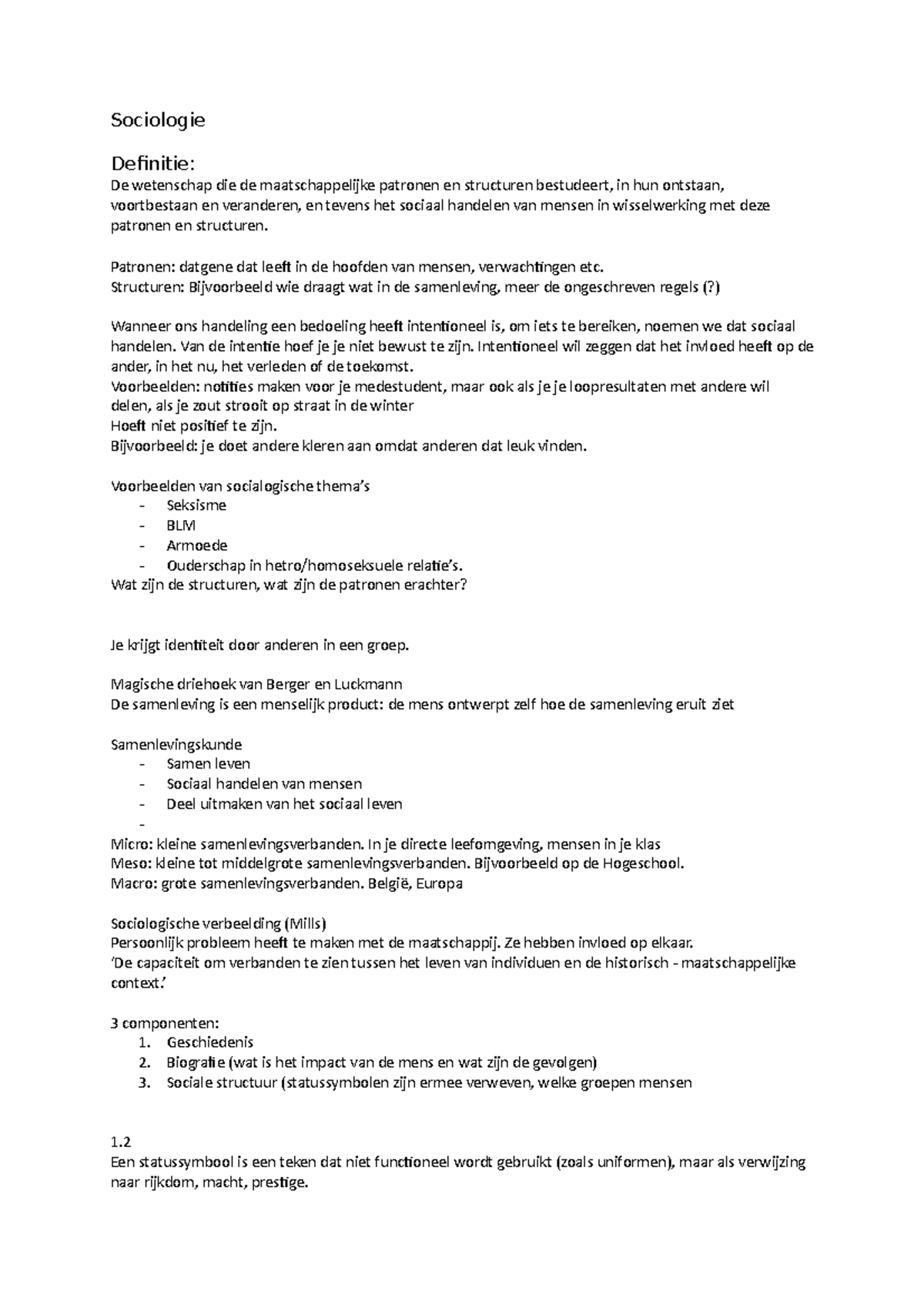 Sociologie Collegeaantekeningen 1 6 Sociologie Definitie De