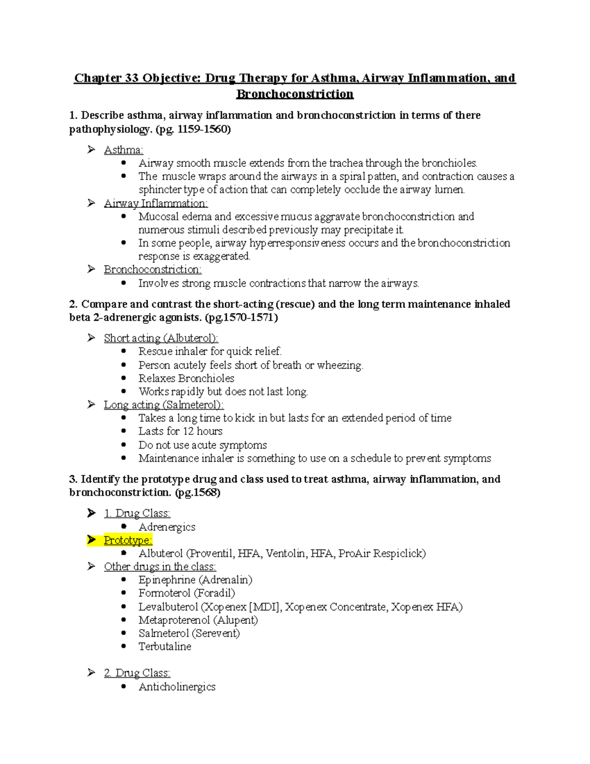 chapter-33-objective-chapter-33-objective-drug-therapy-for-asthma