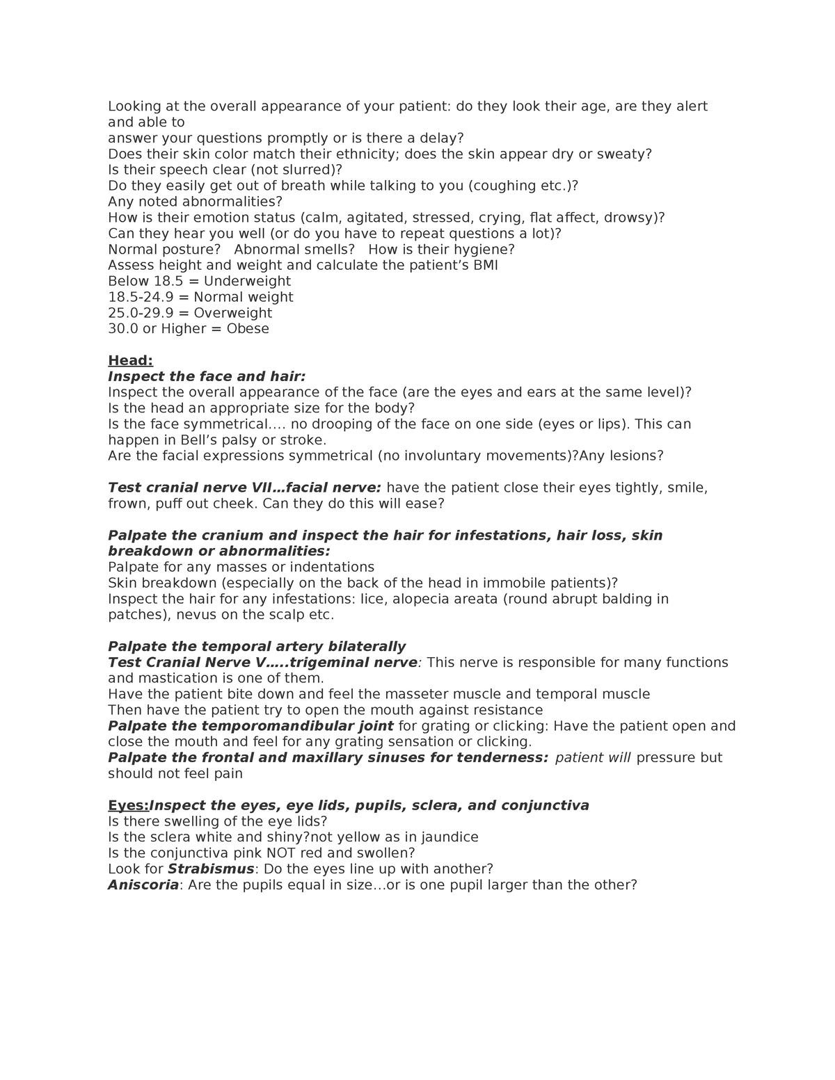 Health assessment - Looking at the overall appearance of your patient ...