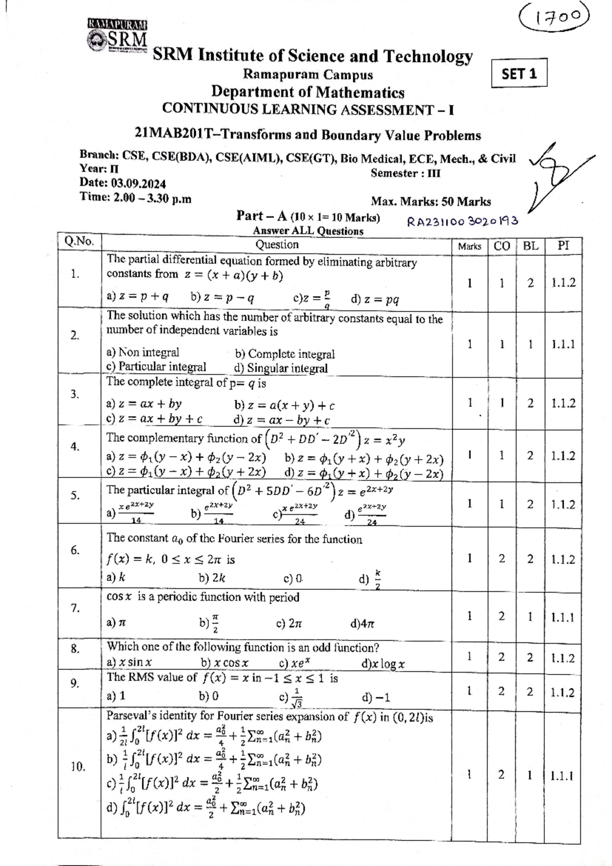 CT papers - RAMAPURAM 1700 SRM SRM Institute of Science and Technology ...