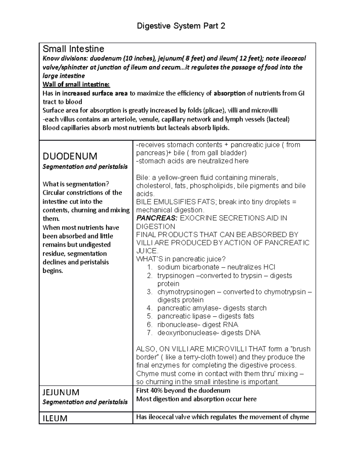 Digestive System Notes Small Intestine etc - Digestive System Part 2 ...