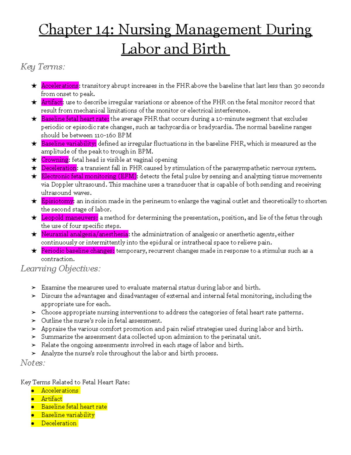 Chapter 14 Notes - Mrs. Rebecca Slack - NUR242 - ECPI University - Studocu