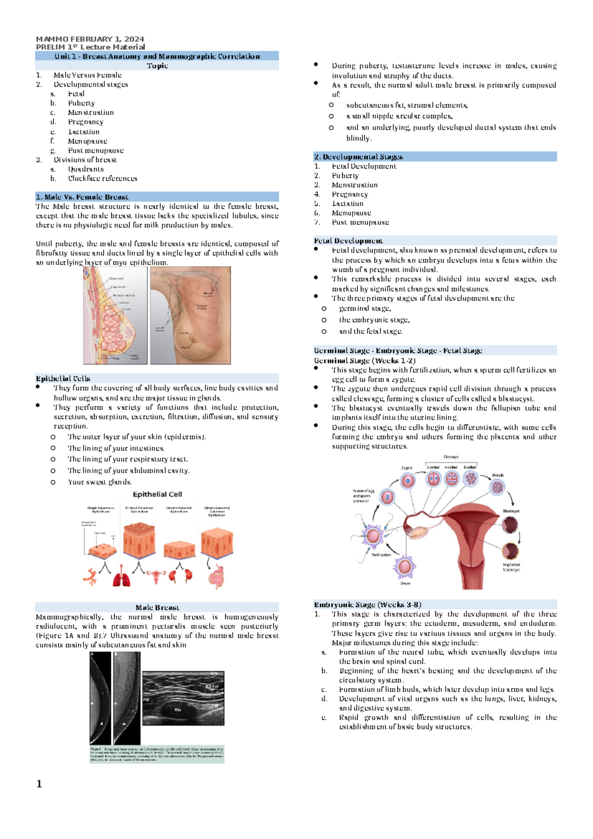 NOTE 1 Mammo Prelim 2:5:2024 - PRELIM 1ST Lecture Material Unit 1 ...