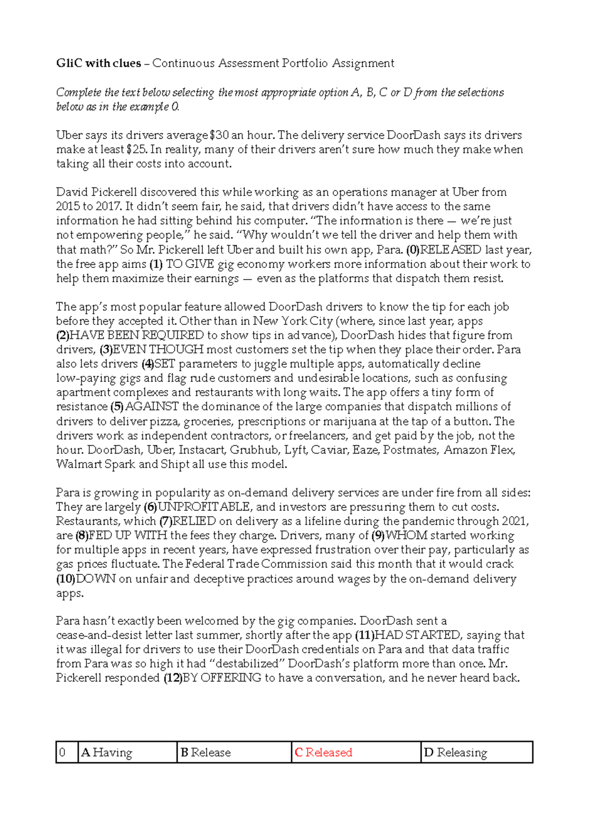 GLIC2 glic GliC with clues Continuous Assessment Portfolio