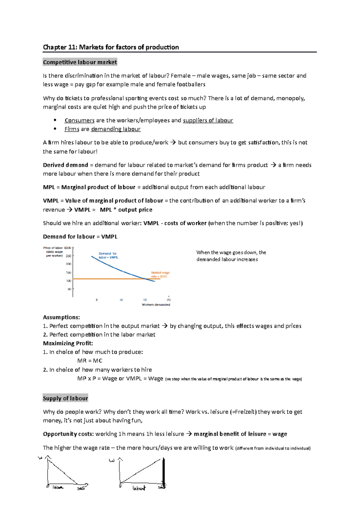 11th Chapter Factor market (labour) Chapter 11 Markets for factors