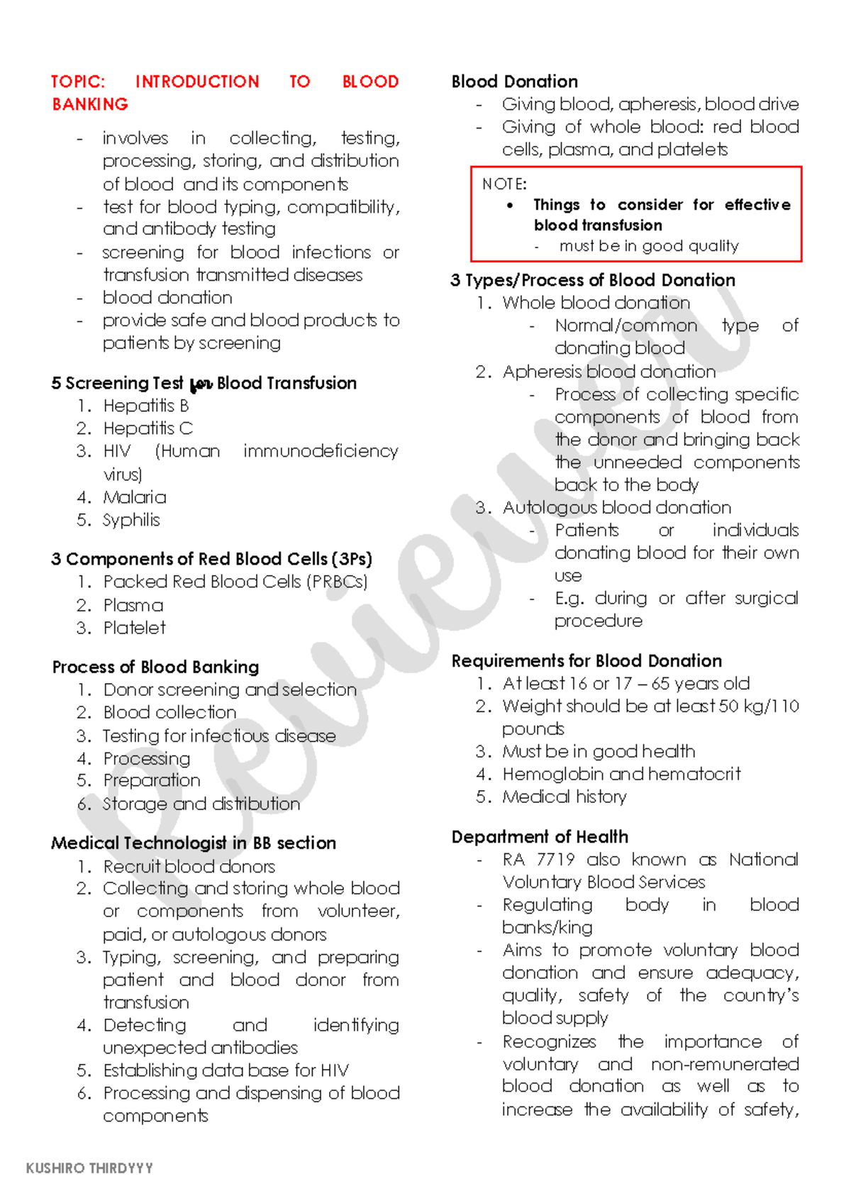 Bb-intro-1 - Introduction - TOPIC: INTRODUCTION TO BLOOD BANKING ...