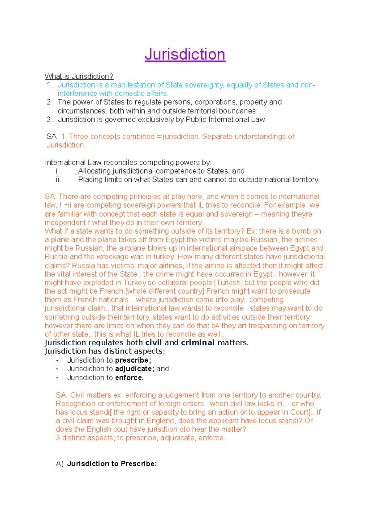 Public International Law Jurisdiction Lecture Notes Jurisdiction What 