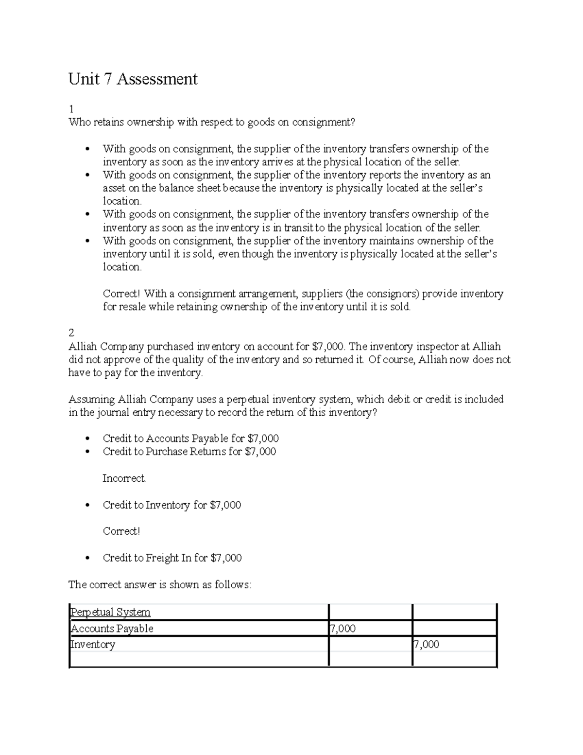 Unit 7 Assessment - Unit 7 Learning Check - Unit 7 Assessment 1 Who ...