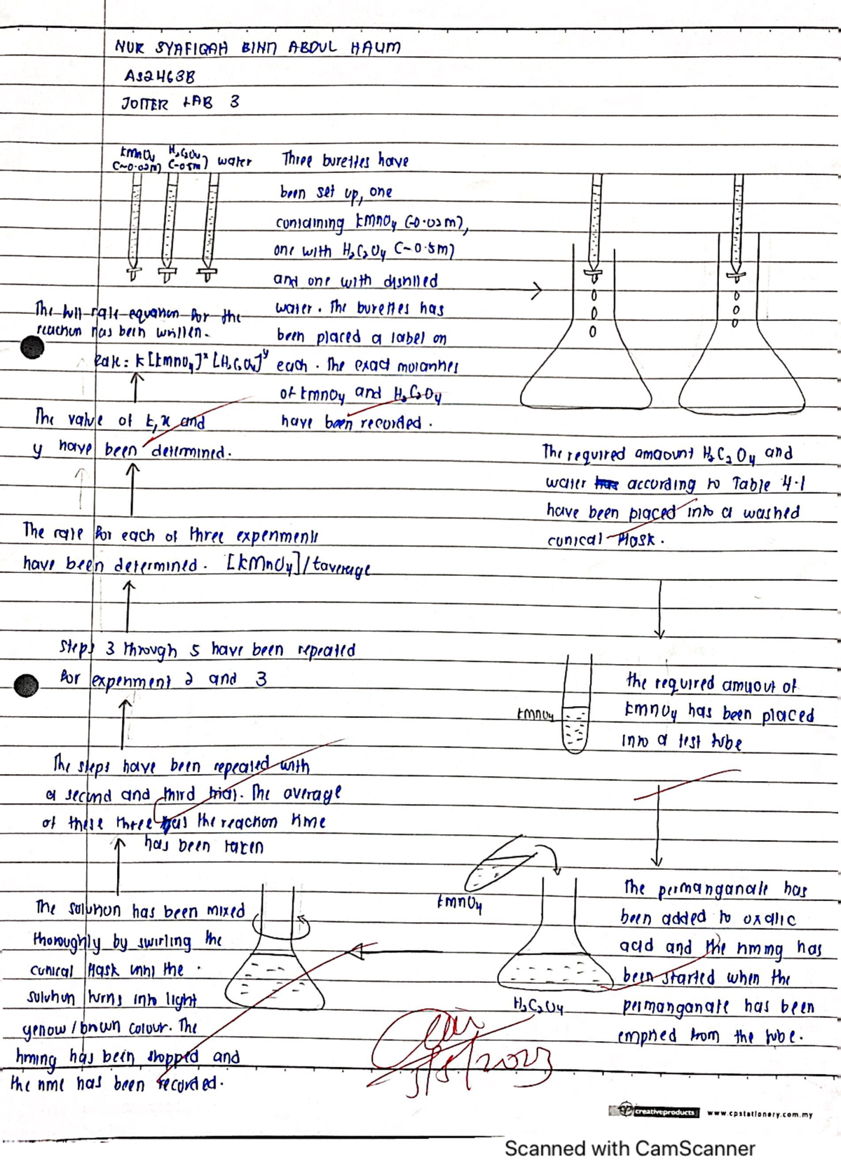 jotter book chemistry matriculation experiment 3