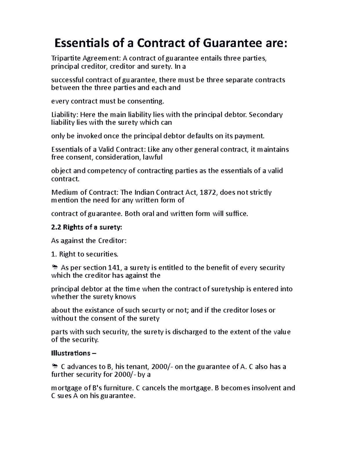 Essentials of a Contract of Guarantee are Essentials of a Contract of Guarantee are