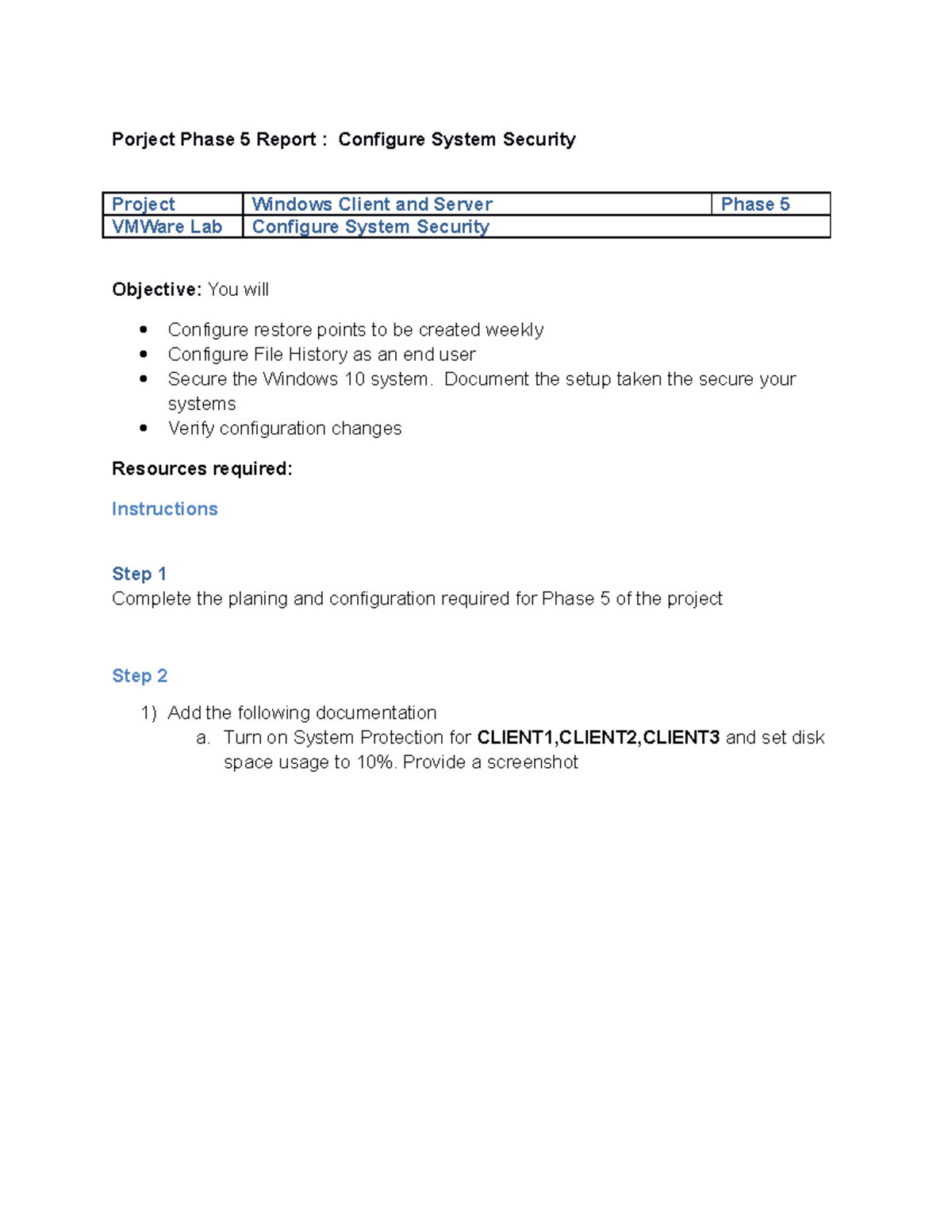 Project P5 Report assignment Porject Phase 5 Report Configure