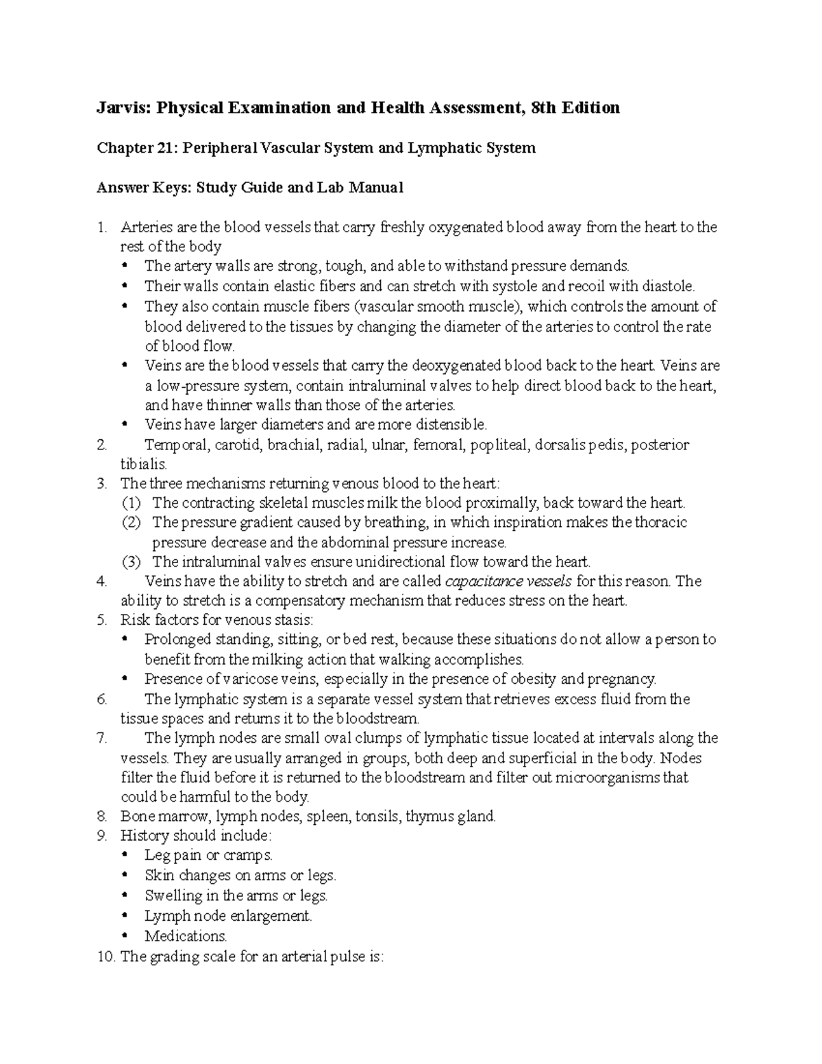 Jarvis Ch. 21 - Textbook notes - Jarvis: Physical Examination and ...