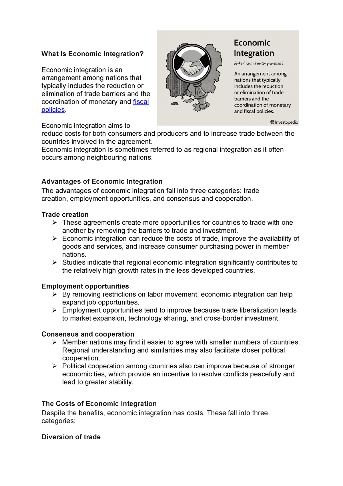 Economic Integration What Is Economic Integration Economic 