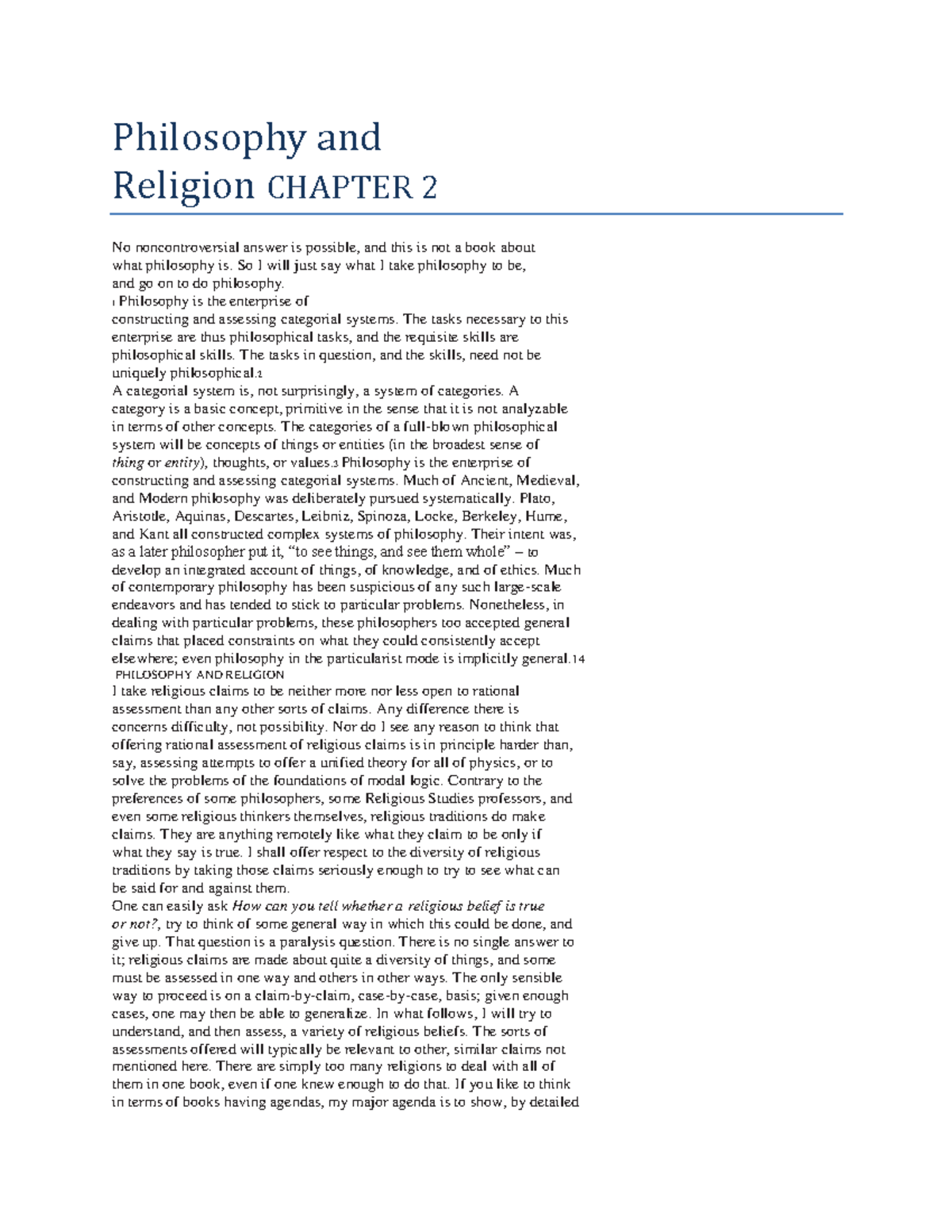 Chapter 2 Philosophy AND Religion - Philosophy and Religion CHAPTER 2 ...