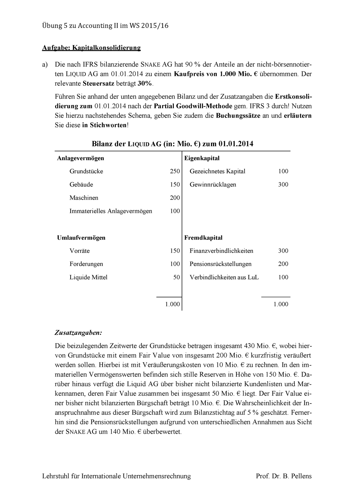 Übung 5 Lösung - Übung 5 Zu Accounting II Im WS 2015/16 Aufgabe ...