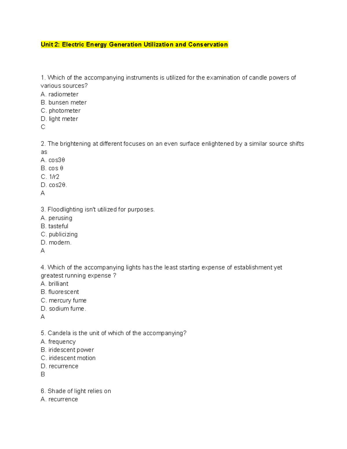 Unit 2 Electric Energy Generation Utilization and Conservation Unit 2 Electric Energy