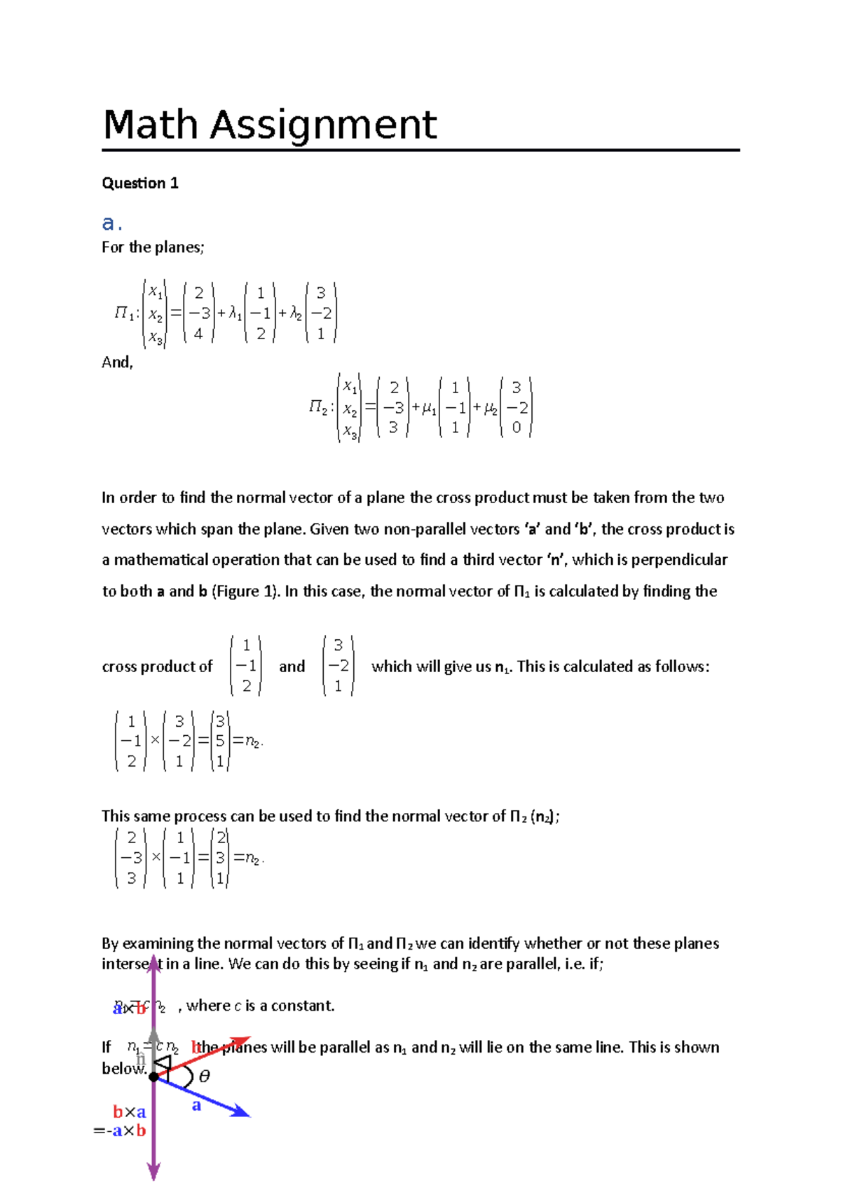 Math Assignment Q1 Math Assignment Question 1 A For The