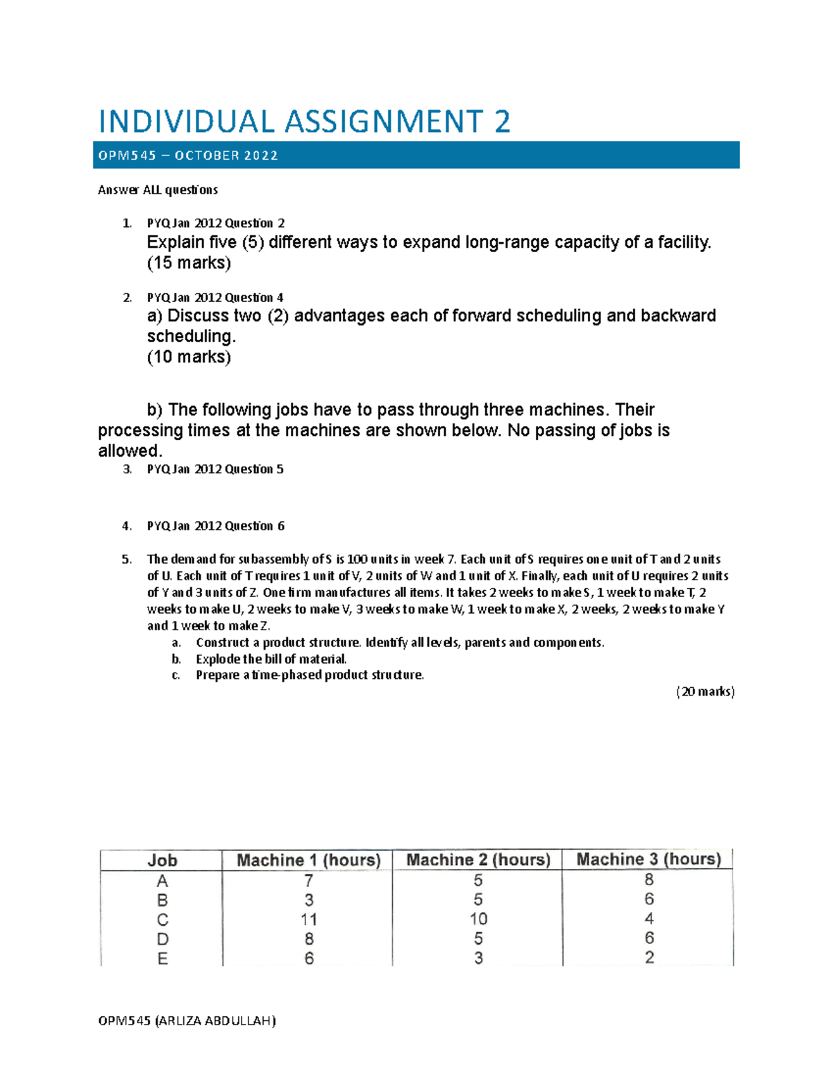 Individual Assignment 2 Oct 2022 - INDIVIDUAL ASSIGNMENT 2 OPM545 ...