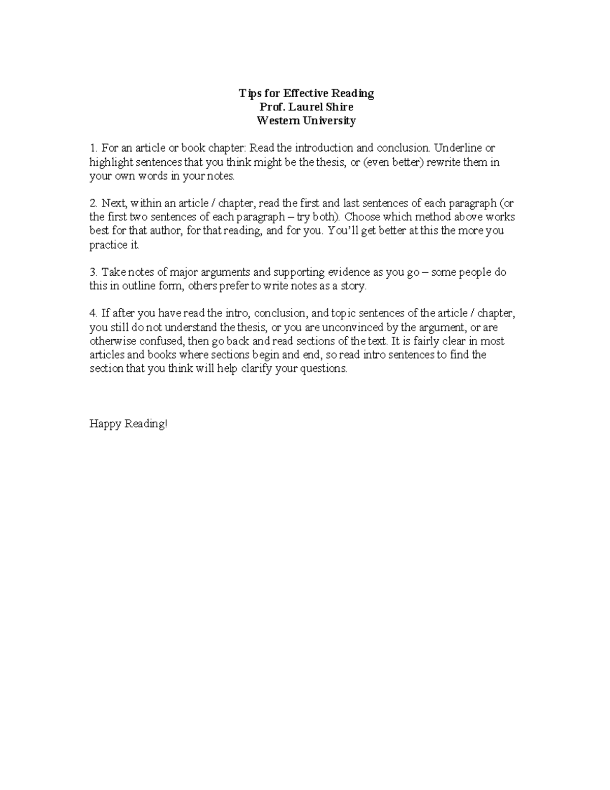 How+to+Read - How to read - Tips for Effective Reading Prof. Laurel ...