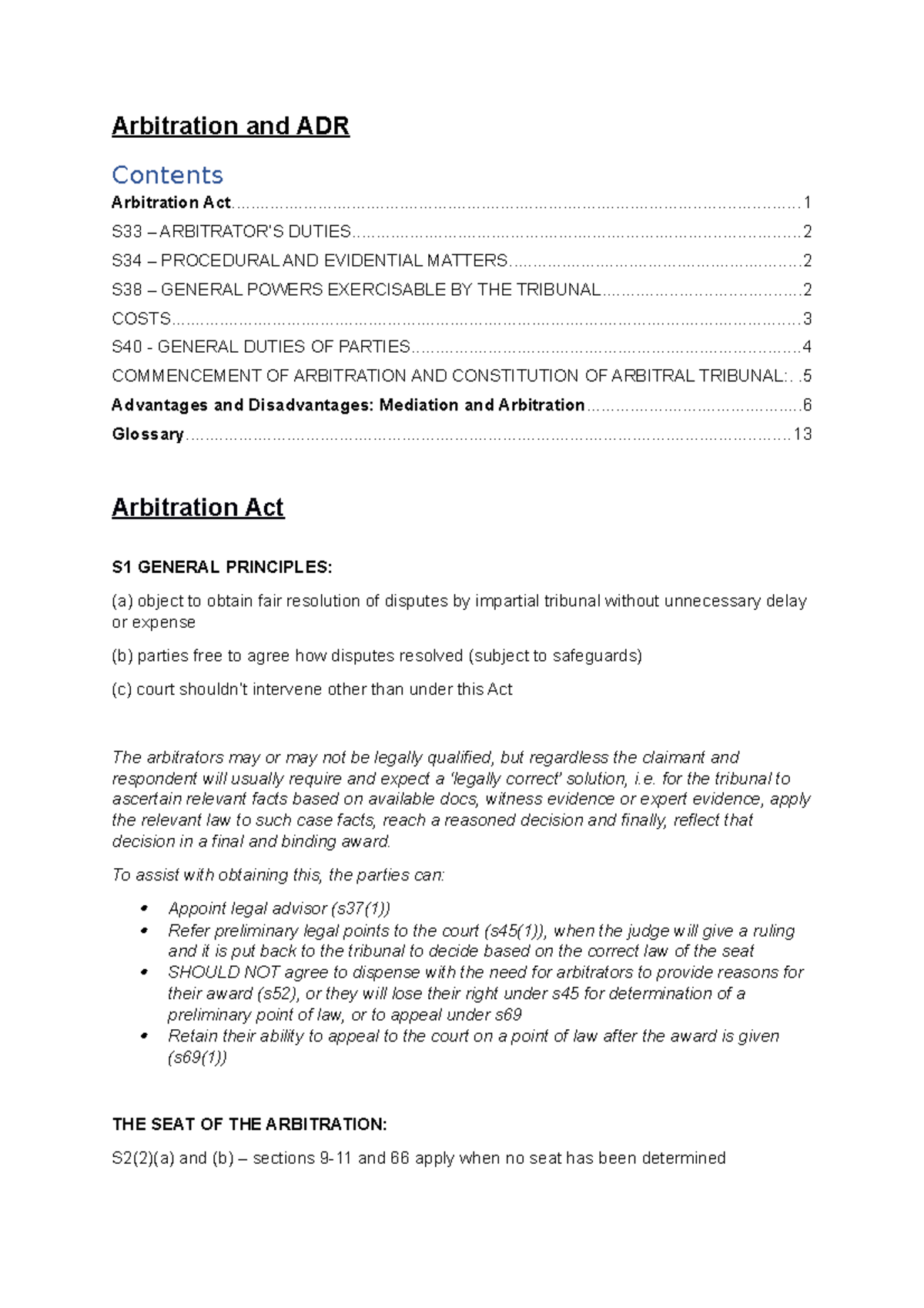Civ Lit Arbitration and ADR - Arbitration and ADR Contents Arbitration ...