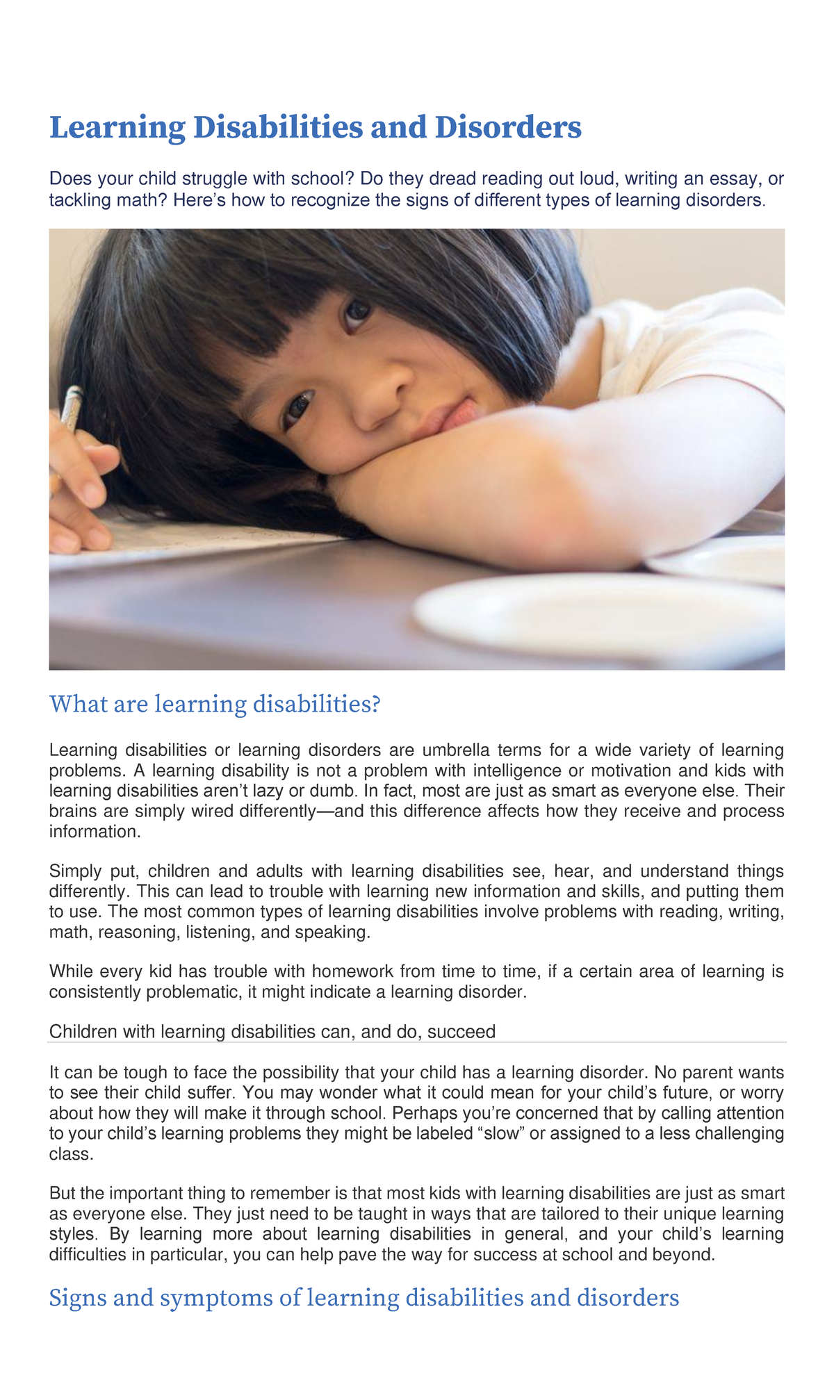 Reading Material No - Learning Disabilities and Disorders Does your ...