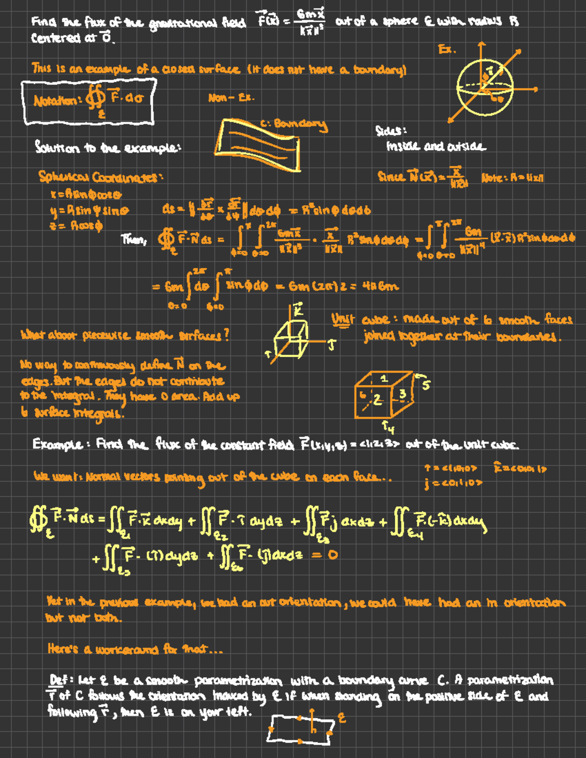 Flux Integrals 2 - Notes - Find the flux of the gravitational field Fix ...
