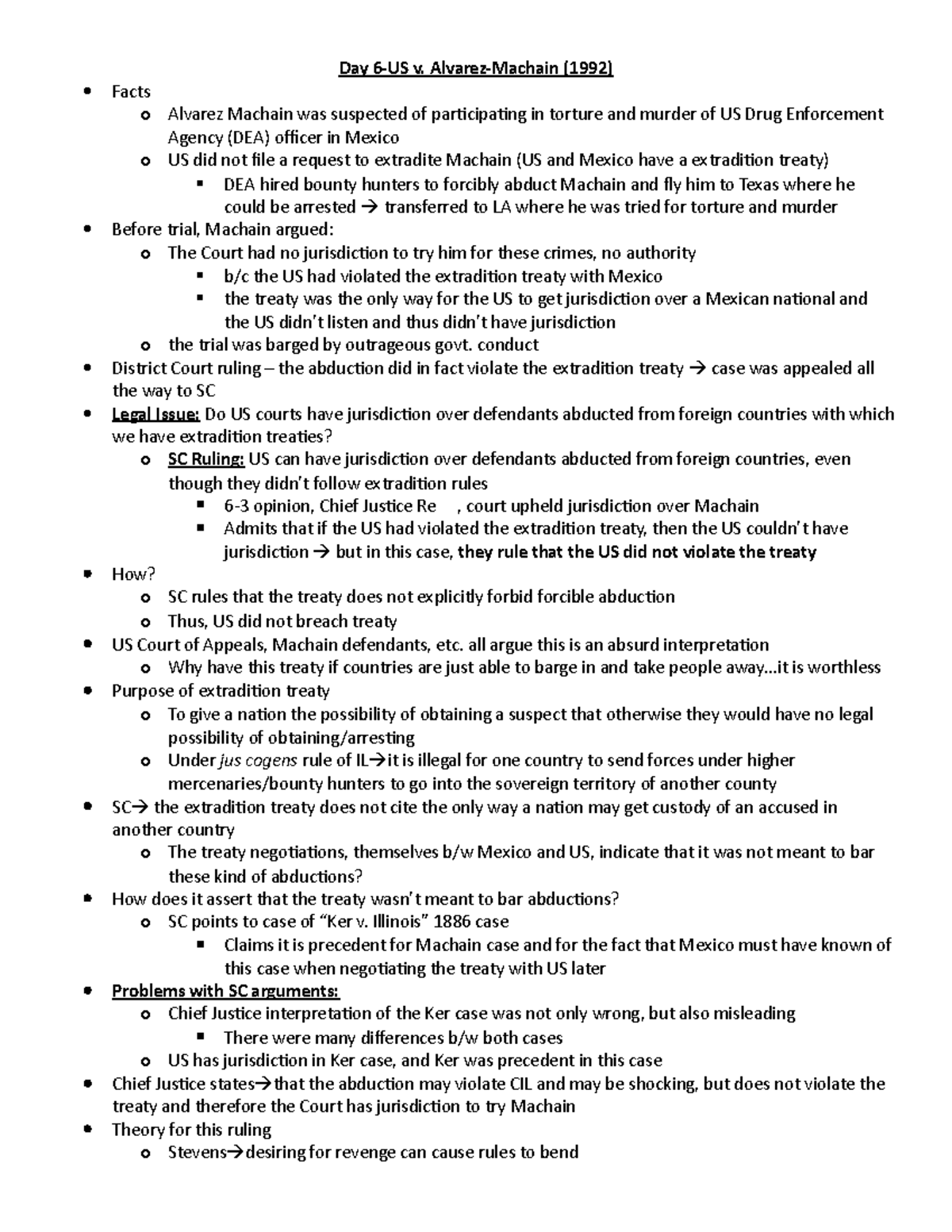 US v. Alvarez-Machain - Day 6-US v. Alvarez-Machain (1992) Facts o ...