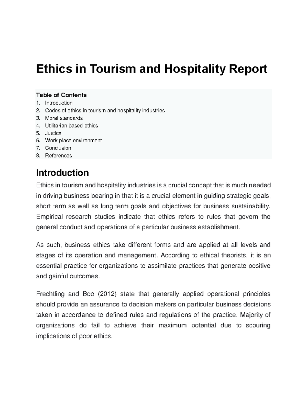 house ethics in tourism and hospitality essay