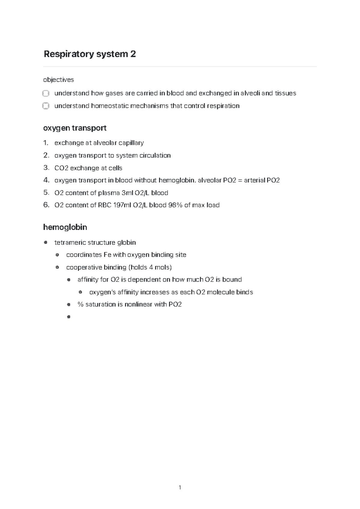 Respiratory system 2 - understand how gases are carried in blood and ...