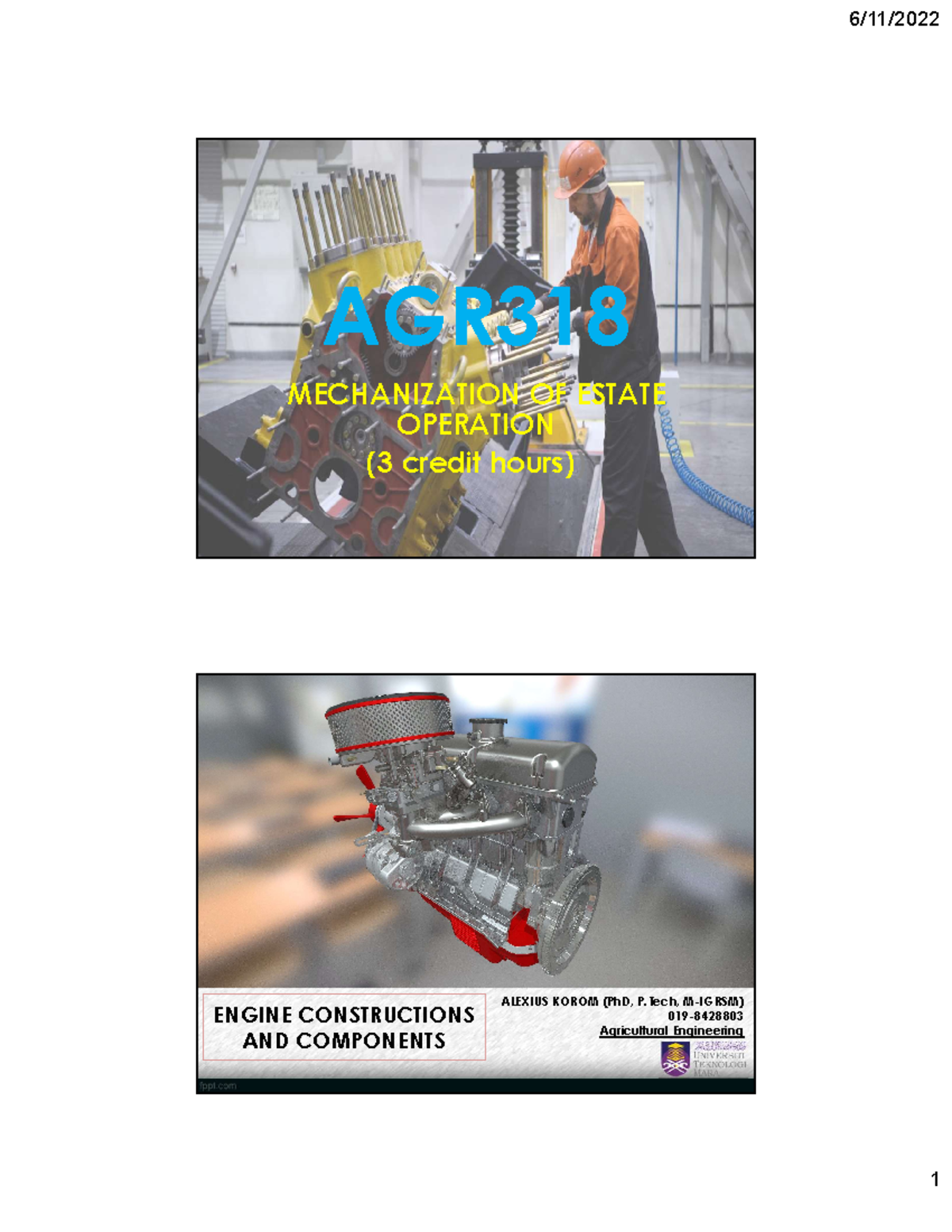 Chapter 3 AGR318 October 2021 Engine Constructions and Components - AGR ...