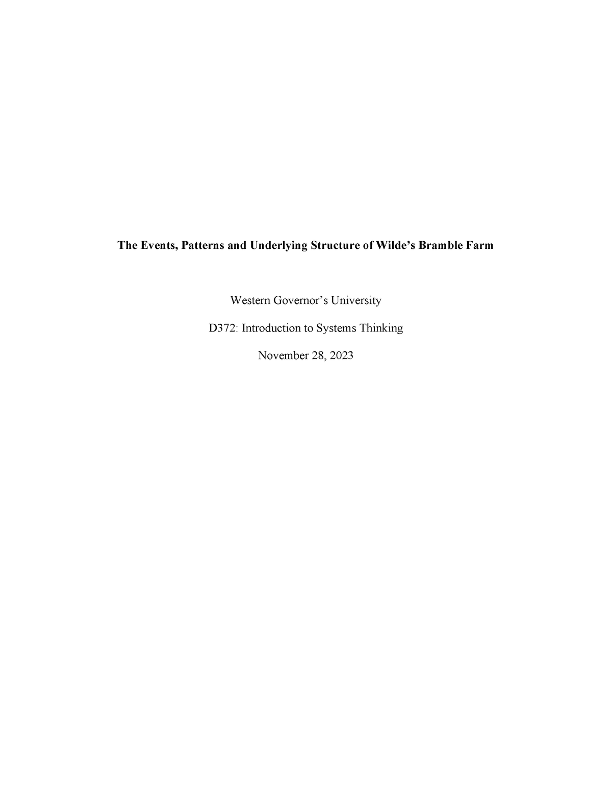 D372 Task 1 - Task 1 For D372, Passed First Time - The Events, Patterns ...