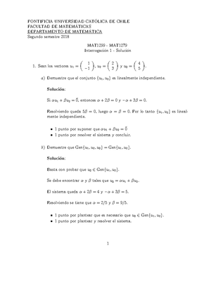 I2 2018 Algebra Lineal - PONTIFICIA UNIVERSIDAD CATOLICA DE CHILE ́ ...