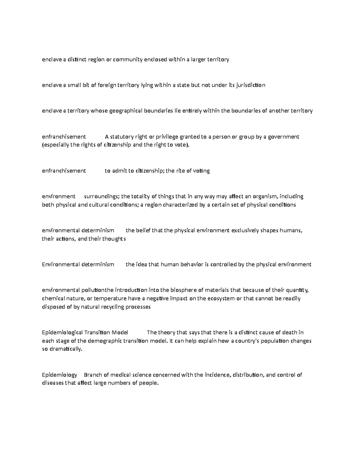 Note 20 - study guide - enclave a distinct region or community enclosed ...