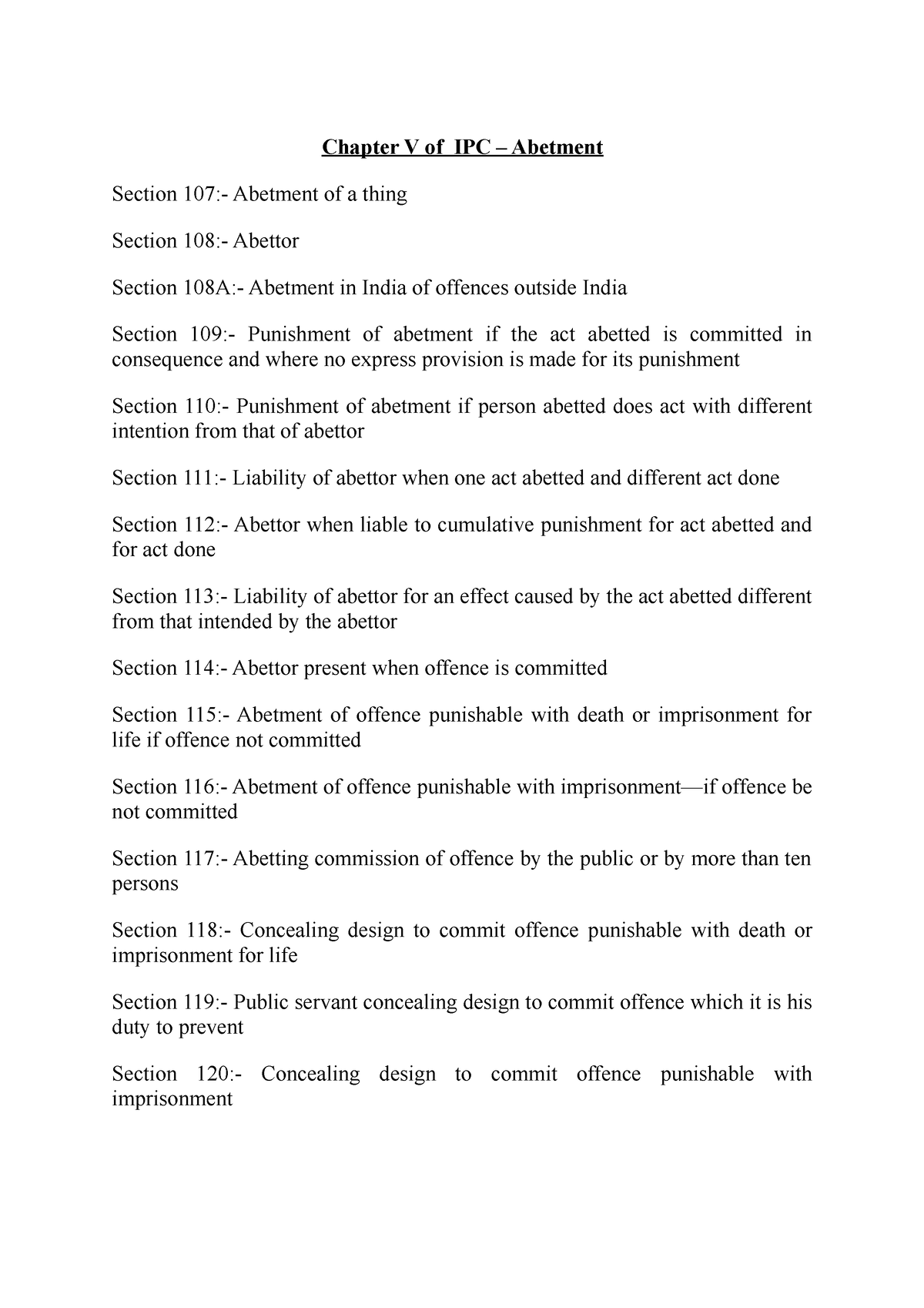 Chapter V Of IPC Abetment Of IPC - Chapter V Of IPC – Abetment Section ...