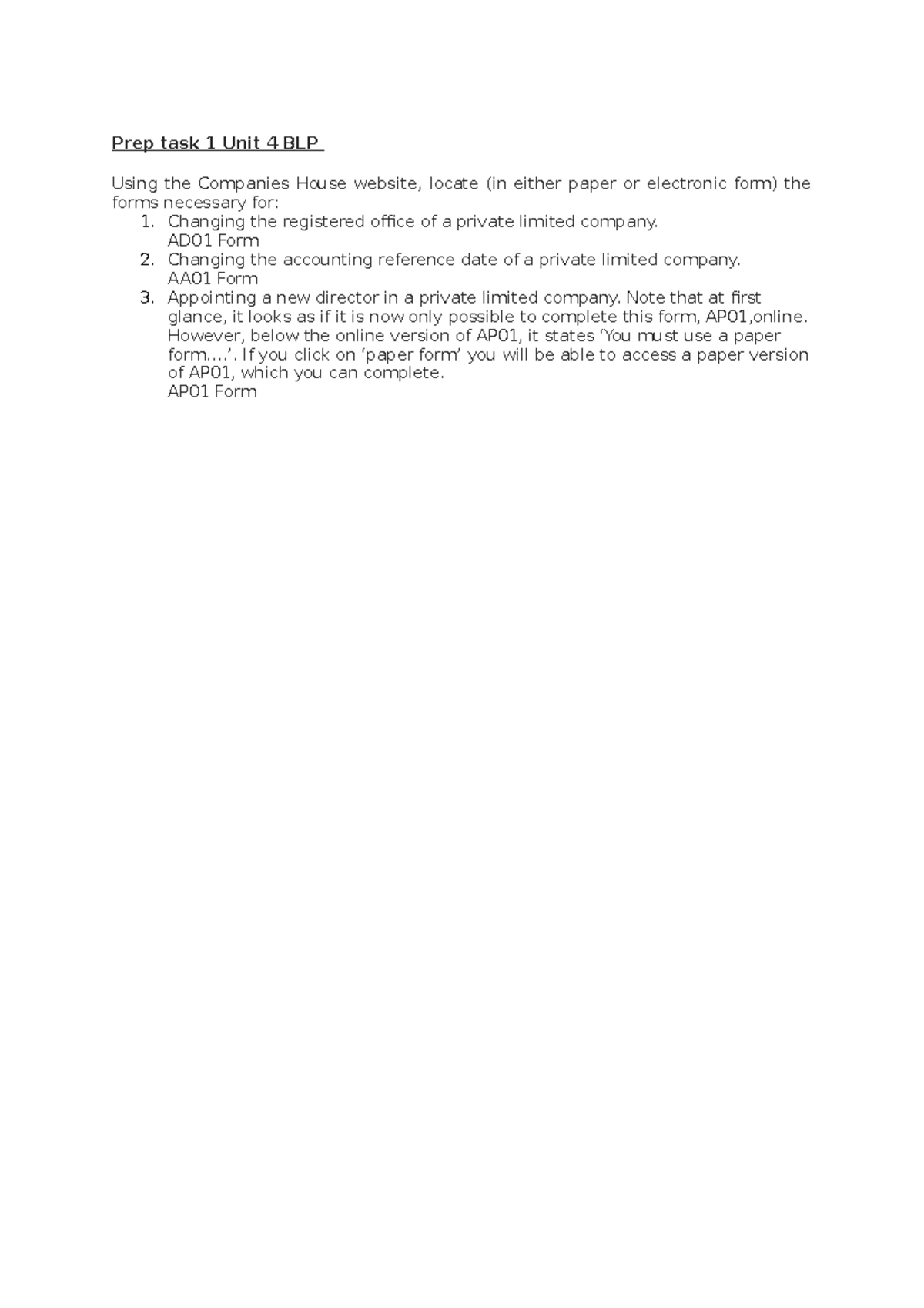 Prep task 1 Unit 4 BLP - unit 4 prep task workshop - Prep task 1 Unit 4 ...