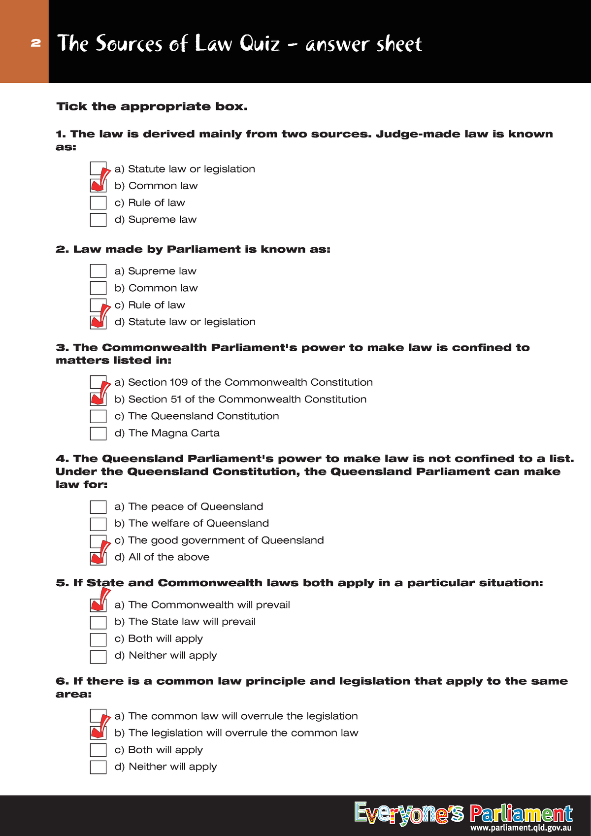 Sources Of Law Quiz Answersheet (1) - 2 The Sources Of Law Quiz Answer ...