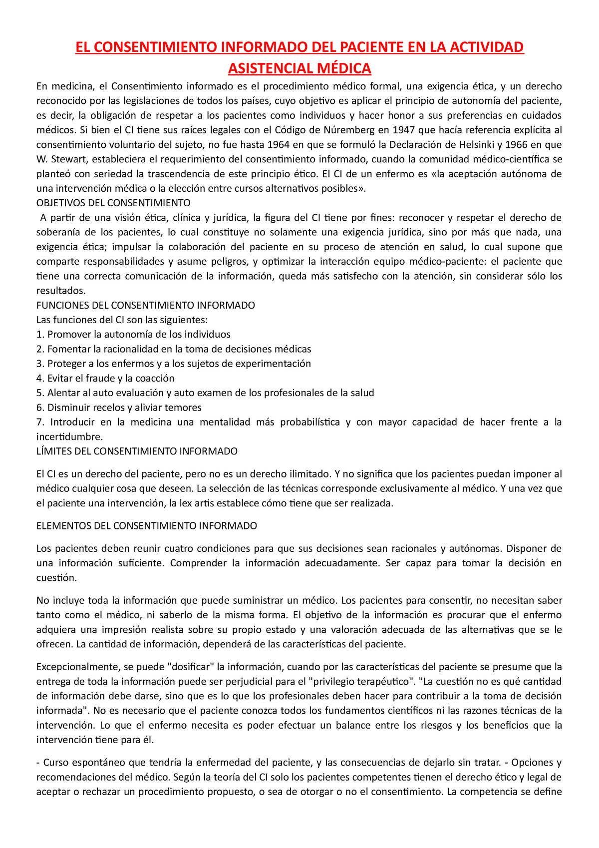 El Consentimiento Informado Del Paciente En La Actividad Asistencial Médica El Consentimiento 0469