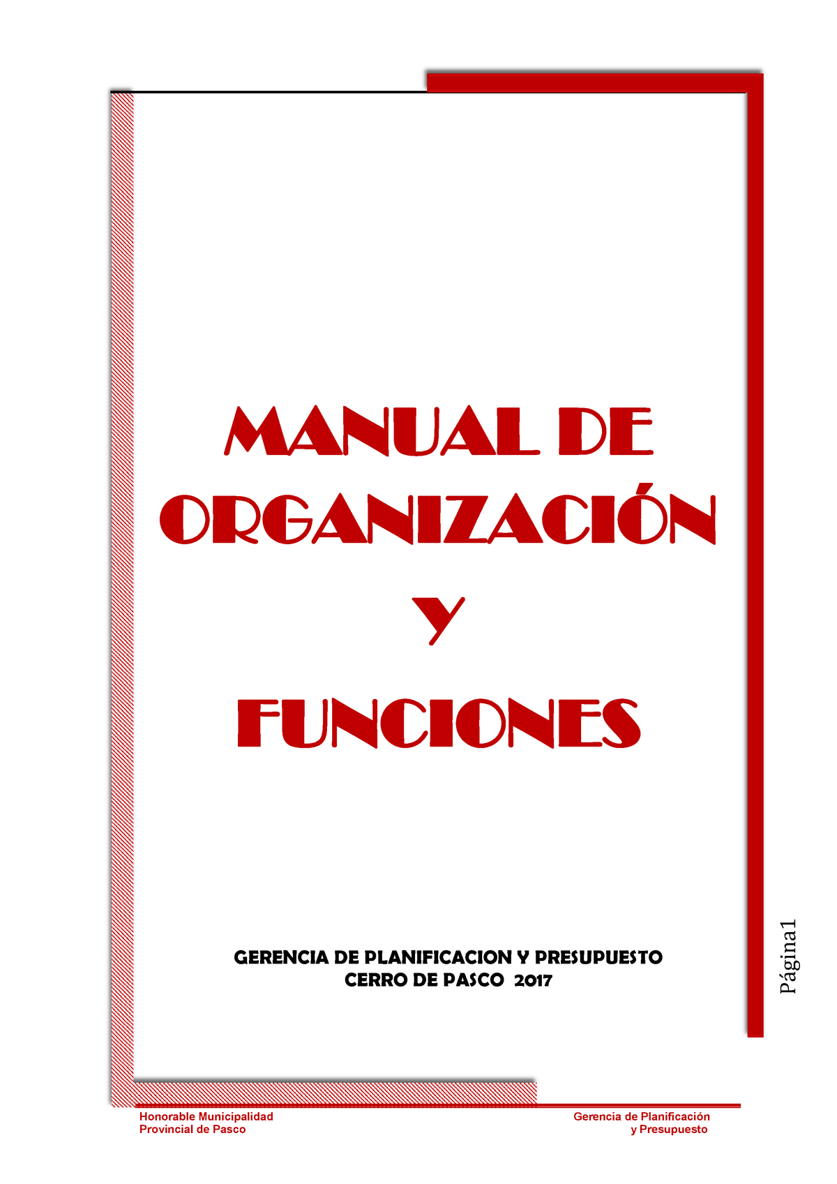 Manual De Organización Y Funciones Mof Hmpp Honorable Municipalidad Gerencia De 7836