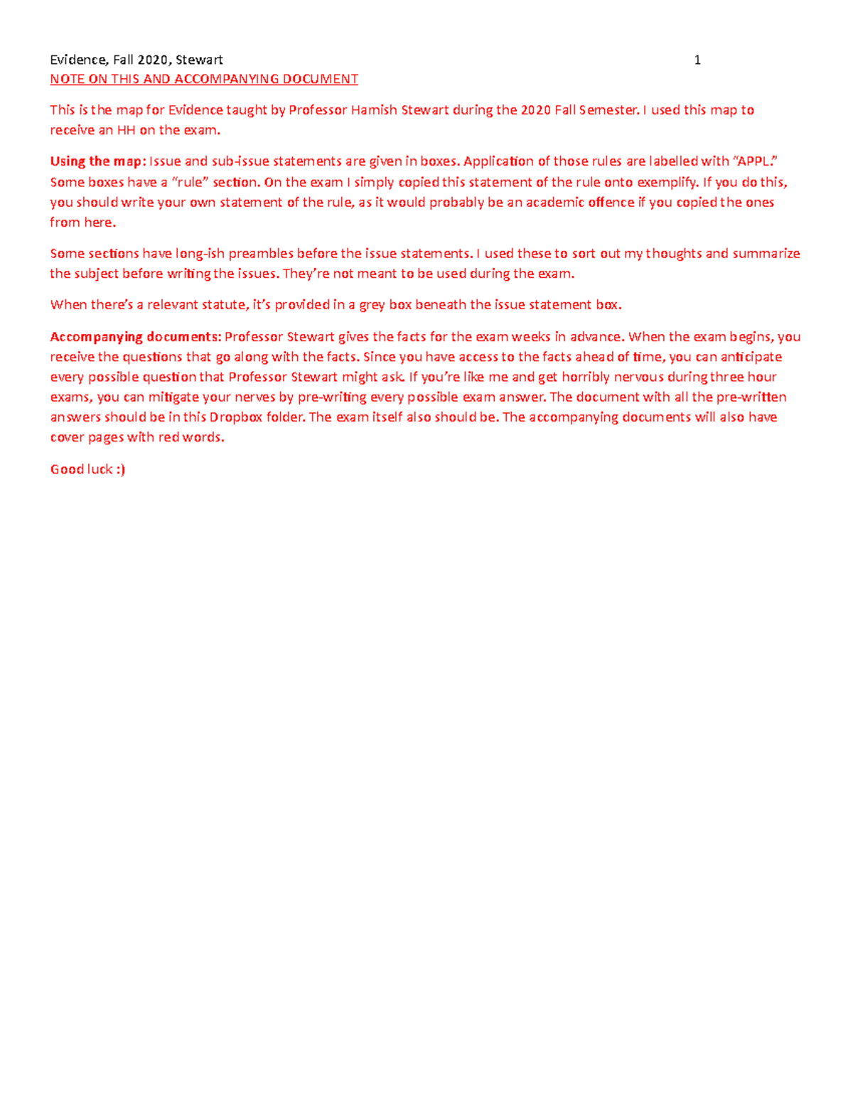 Evidence Map, Stewart, 2020 Fall - NOTE ON THIS AND ACCOMPANYING ...