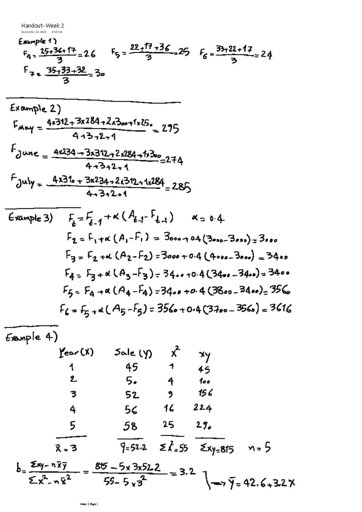 Handout- Week 2 solution - OPMT 620 - Handout- Week 2 September 20 ...