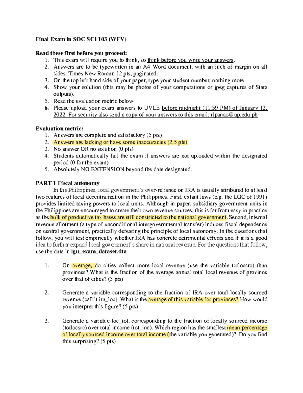 Final Exam In Socsci 103 1st Sem 2021-22 Wfv - Final Exam In SOC SCI ...