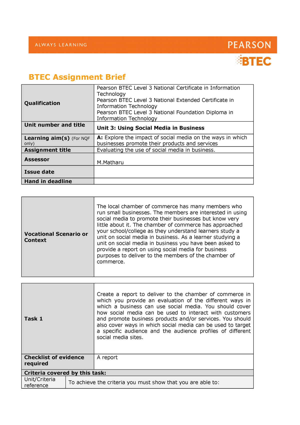 btec assignment guidelines for students