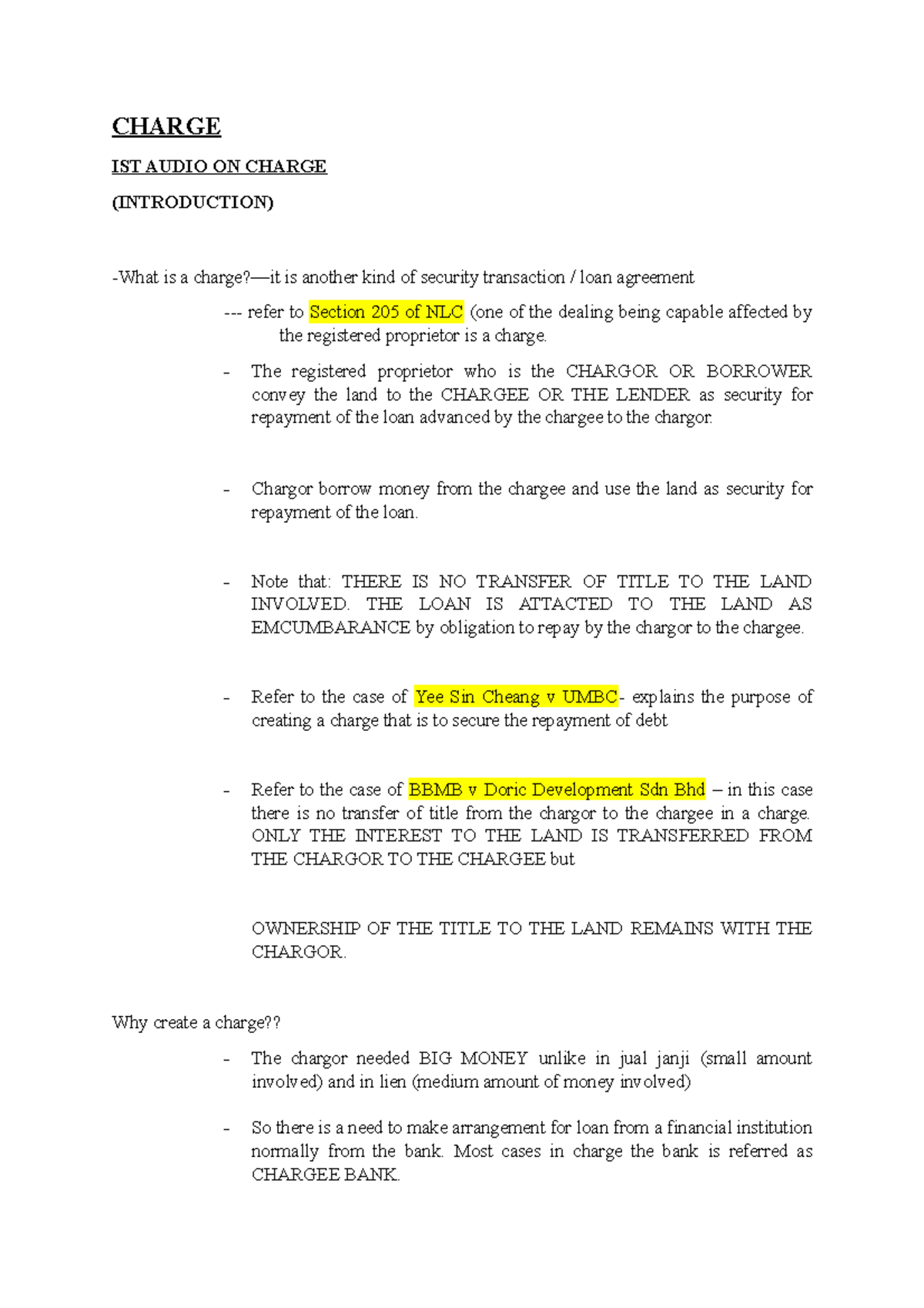 Charge notes CHARGE IST AUDIO ON CHARGE (INTRODUCTION) What is a