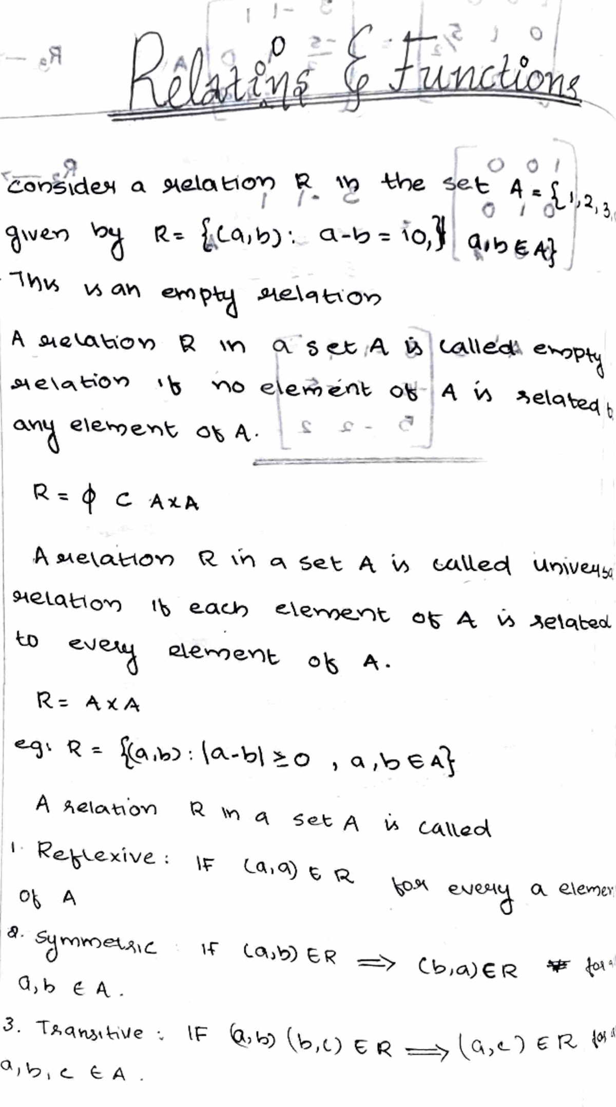 Mathematics Relation and functions notes part 1 - Studocu