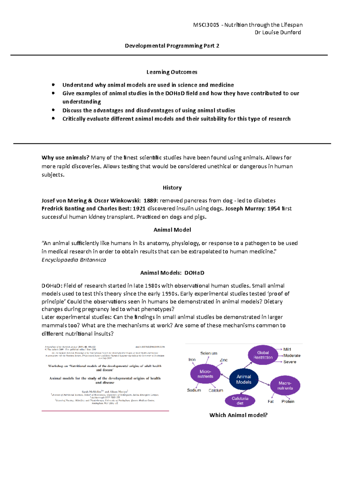 Developmental Programming Part 2 - Dr Louise Dunford Developmental ...