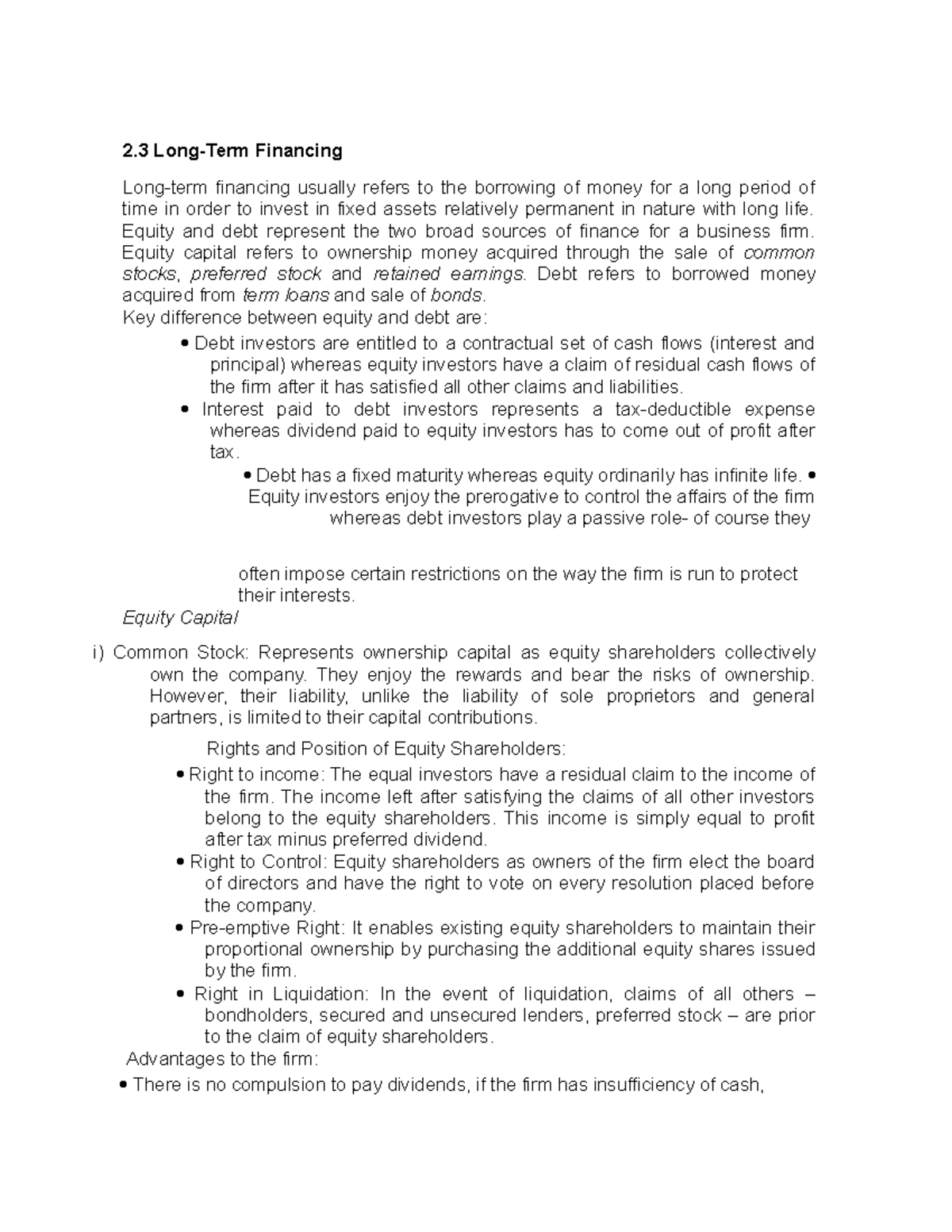 4 long term financing - lecture notes - 2 Long-Term Financing Long-term ...