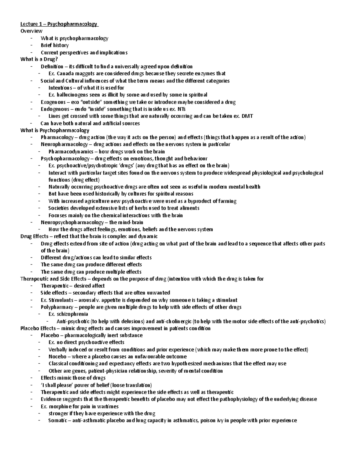 Midterm - Lecture 1 – Psychopharmacology Overview - What Is ...