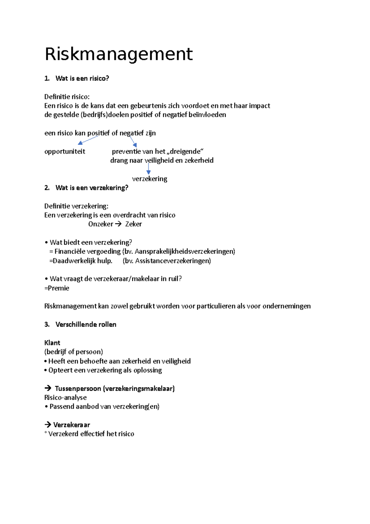 Riskmanagement smv Riskmanagement Wat is een risico? Definitie