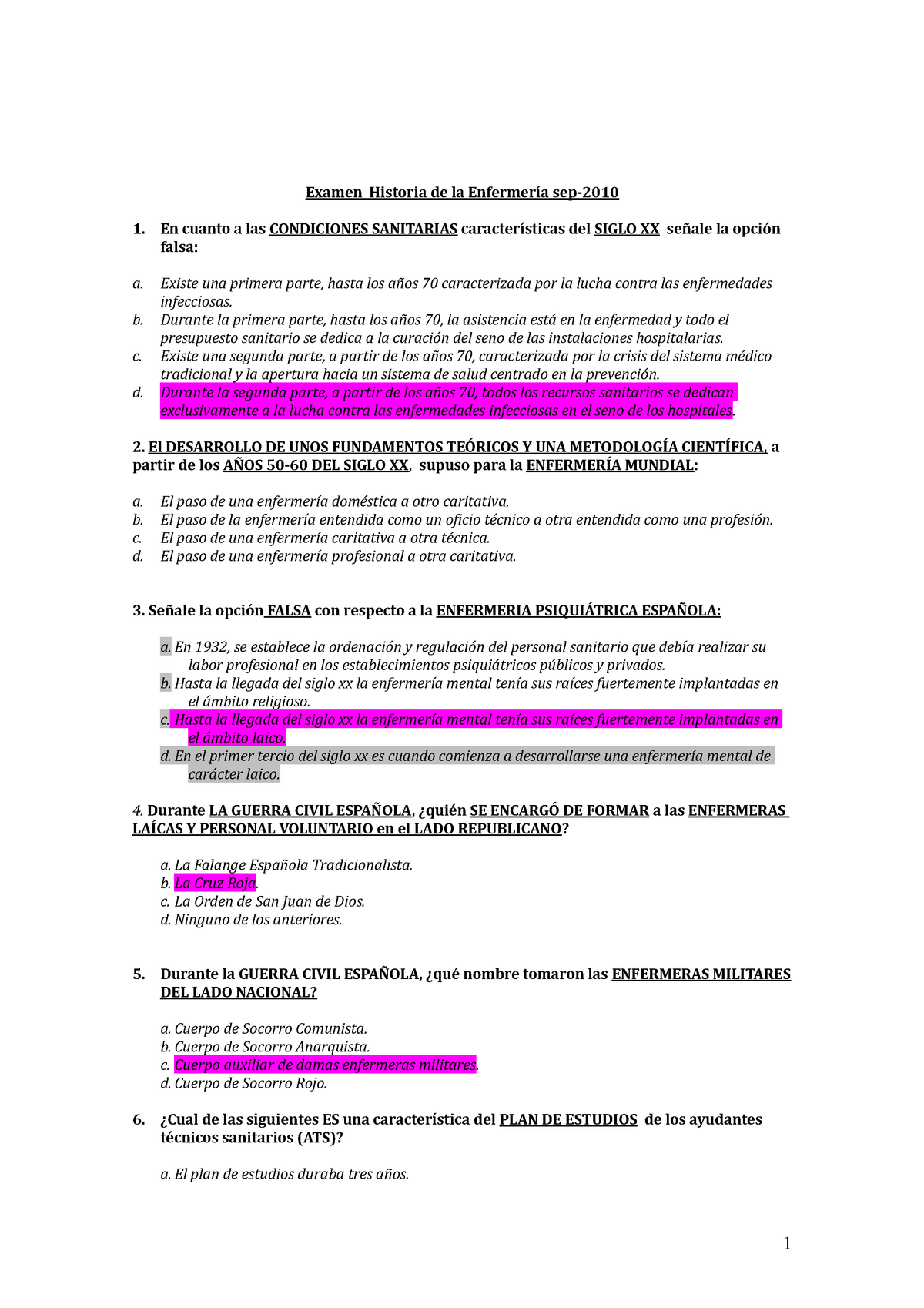 Examen Septiembre 2010 Preguntas Y Respuestas Studocu